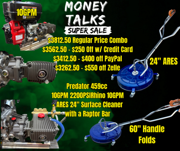 Predator 459cc Rhino 10GPM & ARES 24" Surface Cleaner Money Talks